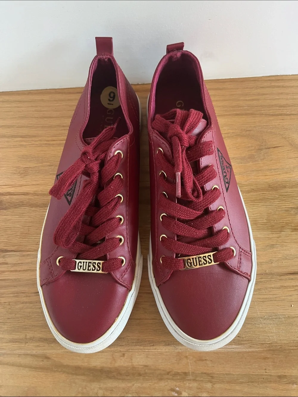 Guess Wine Red Lace-Up Sneakers
